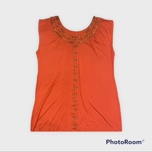 Rust and bronze sleeveless top 112
